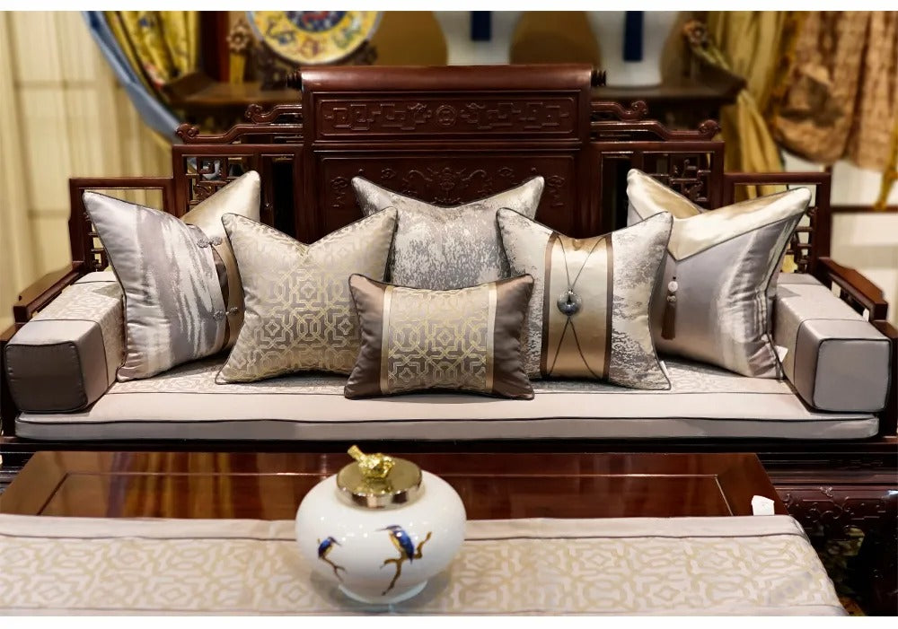 Chic Elegance Polyester Jacquard Square Embroidered Pillow Case / Ruchi