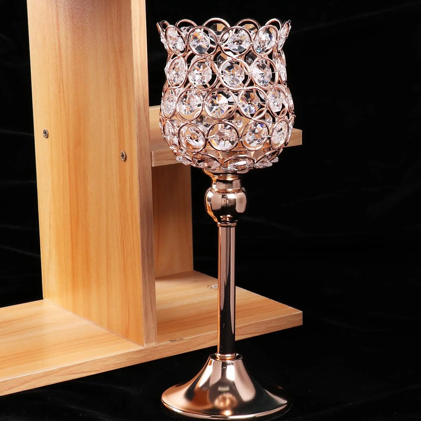 Elegant Crystal Golden Tealight Candle Holder / Ruchi