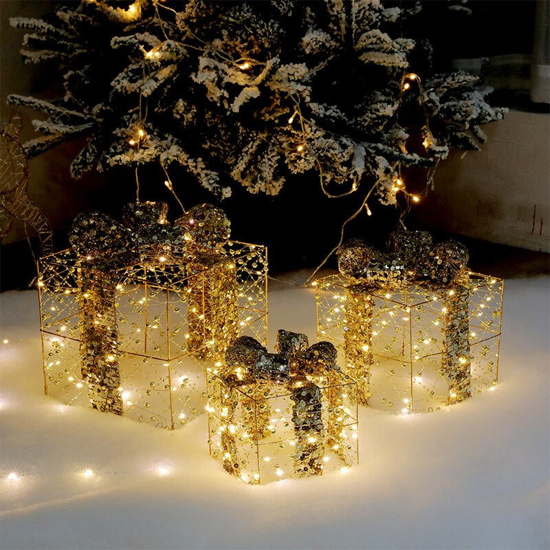 3 Pieces Transparent Christmas Cubical Metal Gift Box / Ruchi