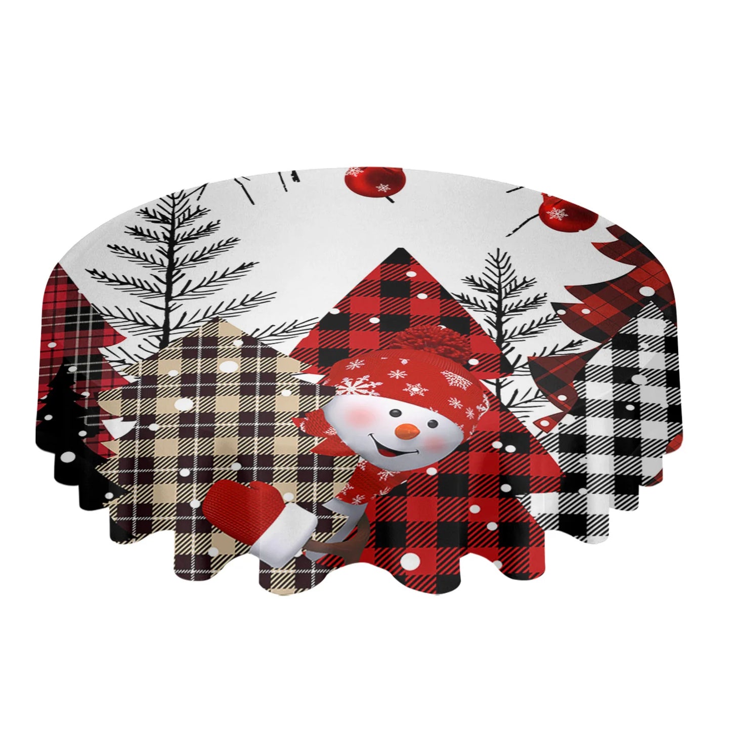 Elegant Christmas Design Printed Round Polyester Tablecloth / Ruchi