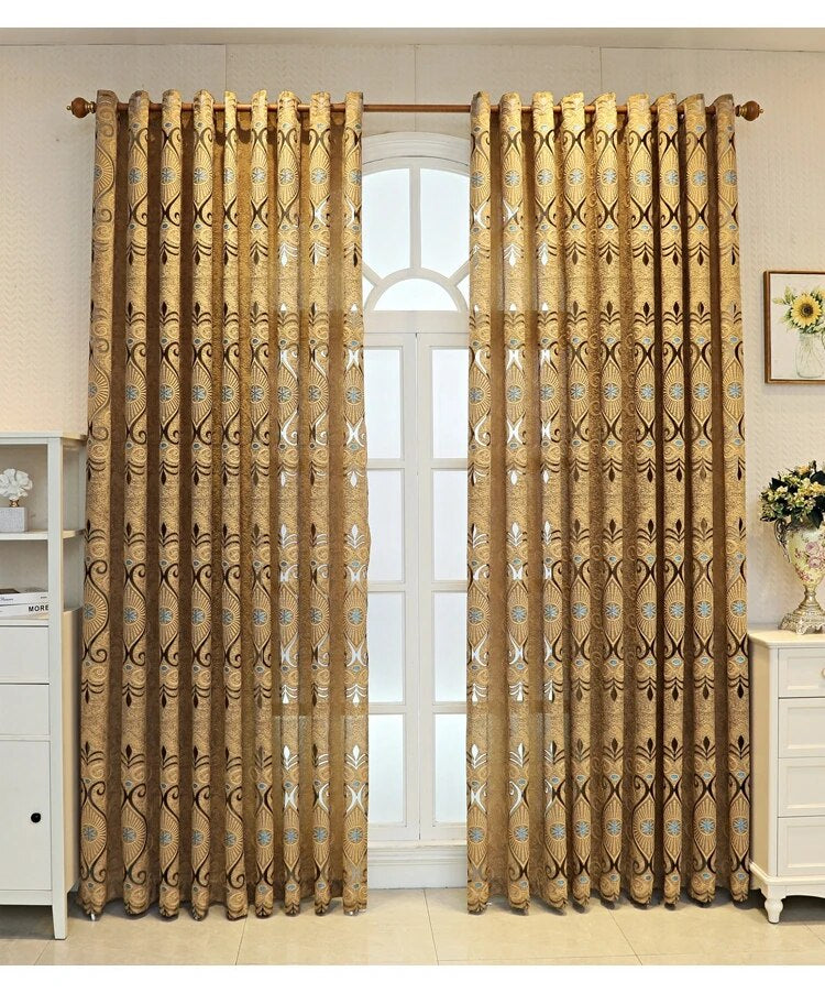 European Embroidered Transparent Polyester Fabric Curtains / Ruchi