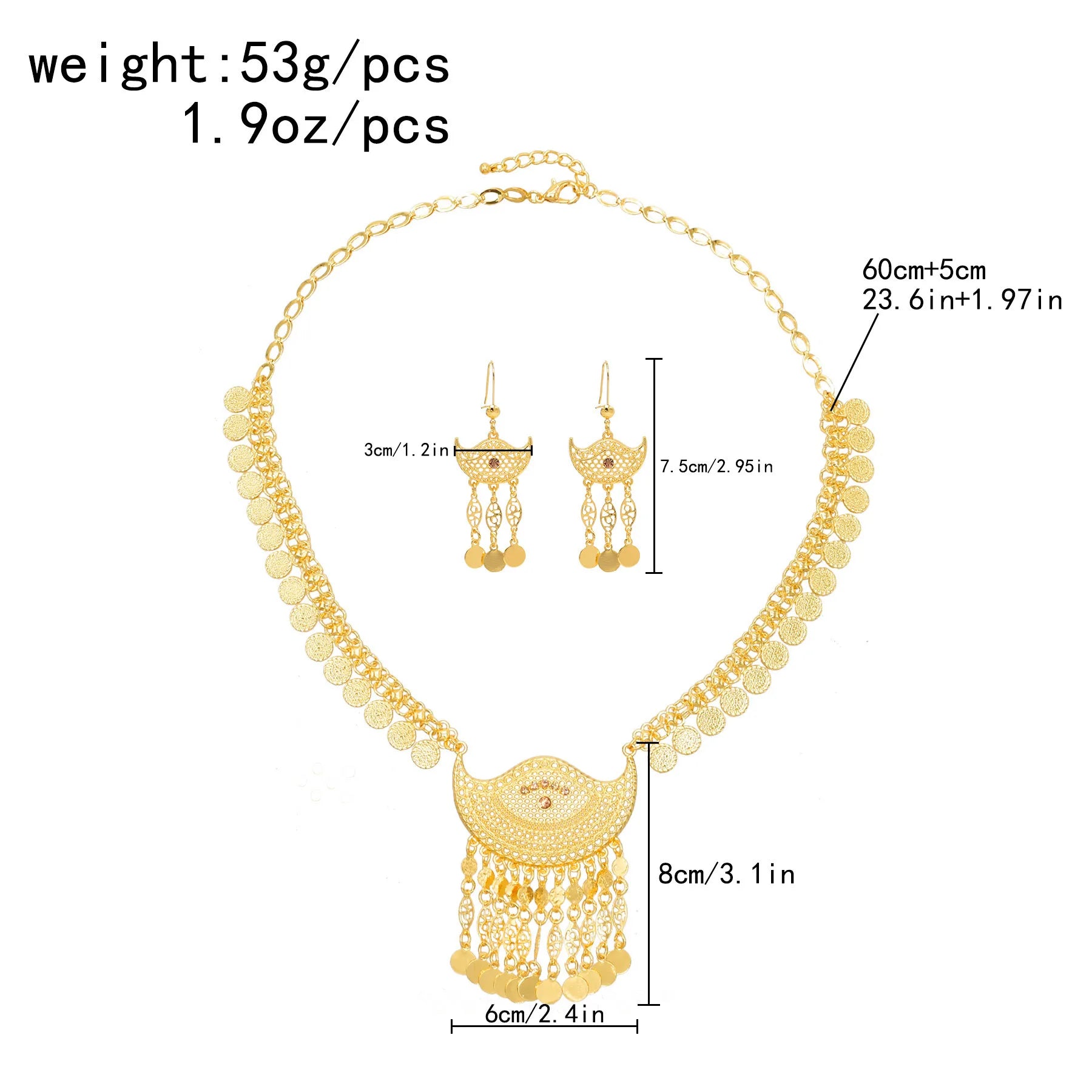 Bohemian Wave Shaped Coin Tassel Style Necklace Set / Ruchi