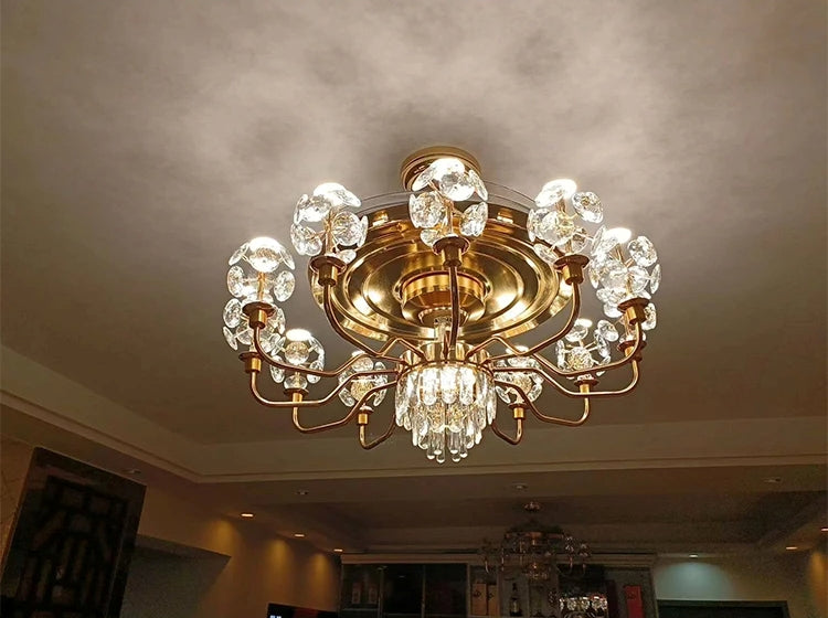 12 Heads Modern Remote Control LED Chandelier Fan Light