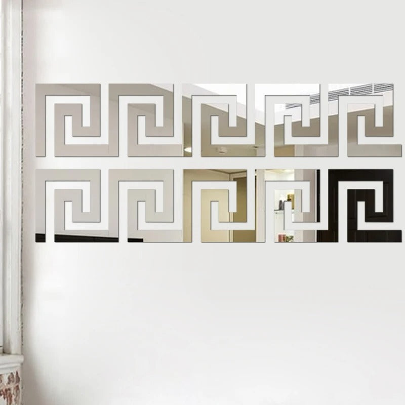 Elegant Corner Edge Design Adhesive Mirror Wall Sticker / Ruchi