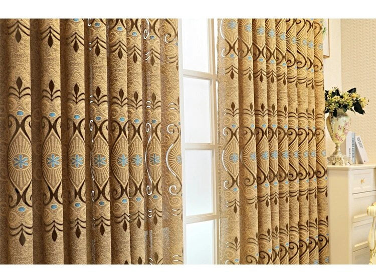 European Embroidered Transparent Polyester Fabric Curtains / Ruchi