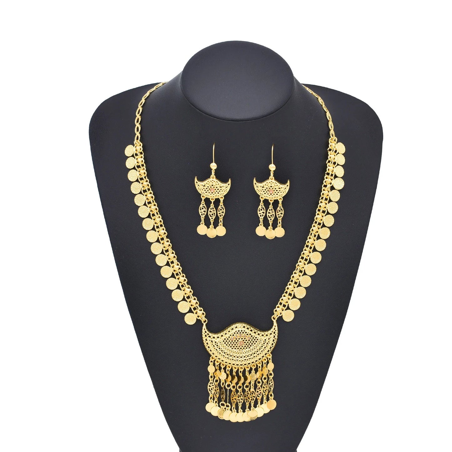 Bohemian Wave Shaped Coin Tassel Style Necklace Set / Ruchi