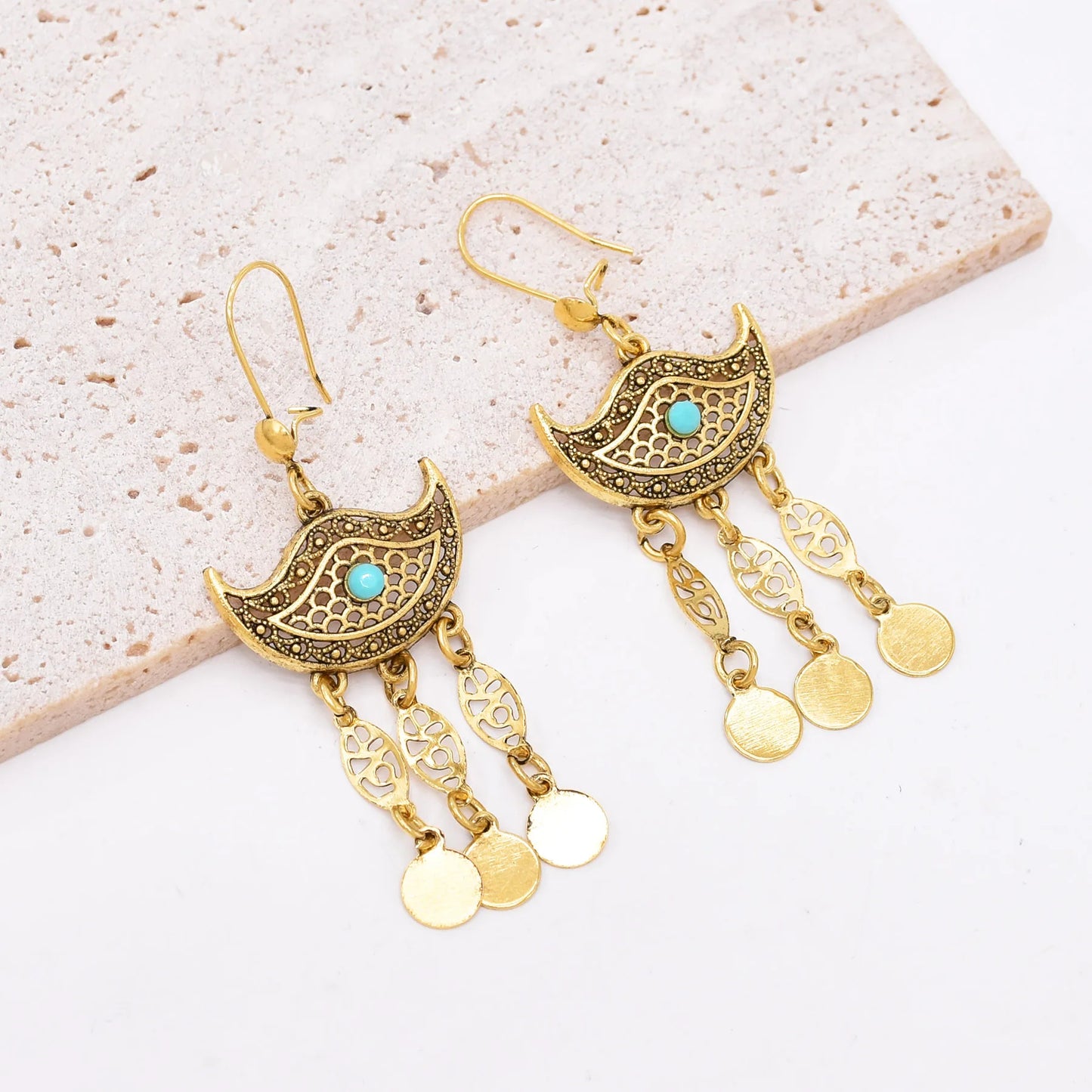 Bohemian Wave Shaped Coin Tassel Style Necklace Set / Ruchi