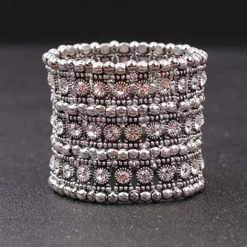 Classic Luxury Woven Glossy Round Stone Beaded Bracelet / Ruchi