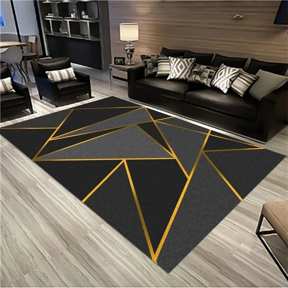 Contemporary Geometric Pattern Polyester Fiber Non-Slip Living Room Rug / Ruchi