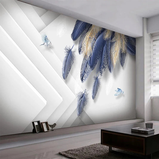 3D Feather Style Modern Fashionable Mural Design Wallpaper / Ruchi