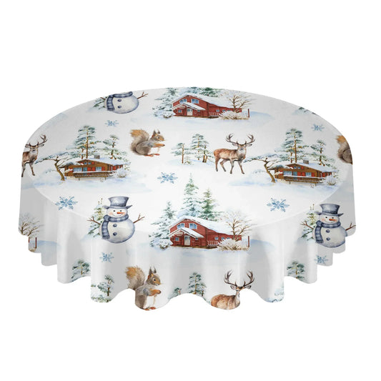 Christmas Decoration Printed Round Polyester Tablecloth / Ruchi