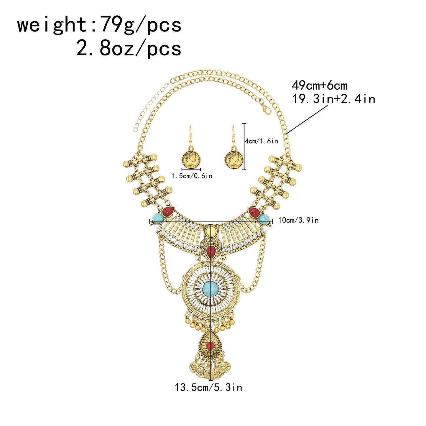 Bohemian Ethnic Style Coin Tassel Necklace Set / Ruchi