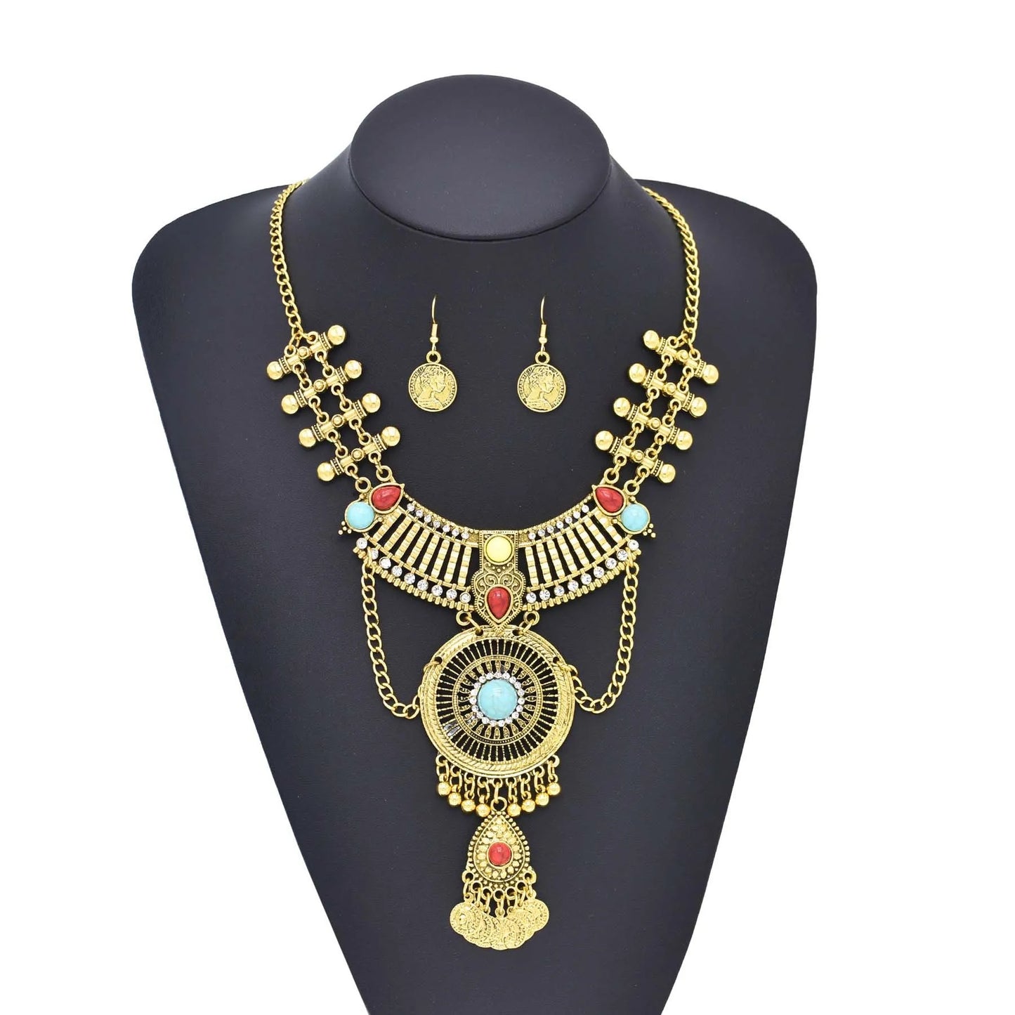 Bohemian Ethnic Style Coin Tassel Necklace Set / Ruchi