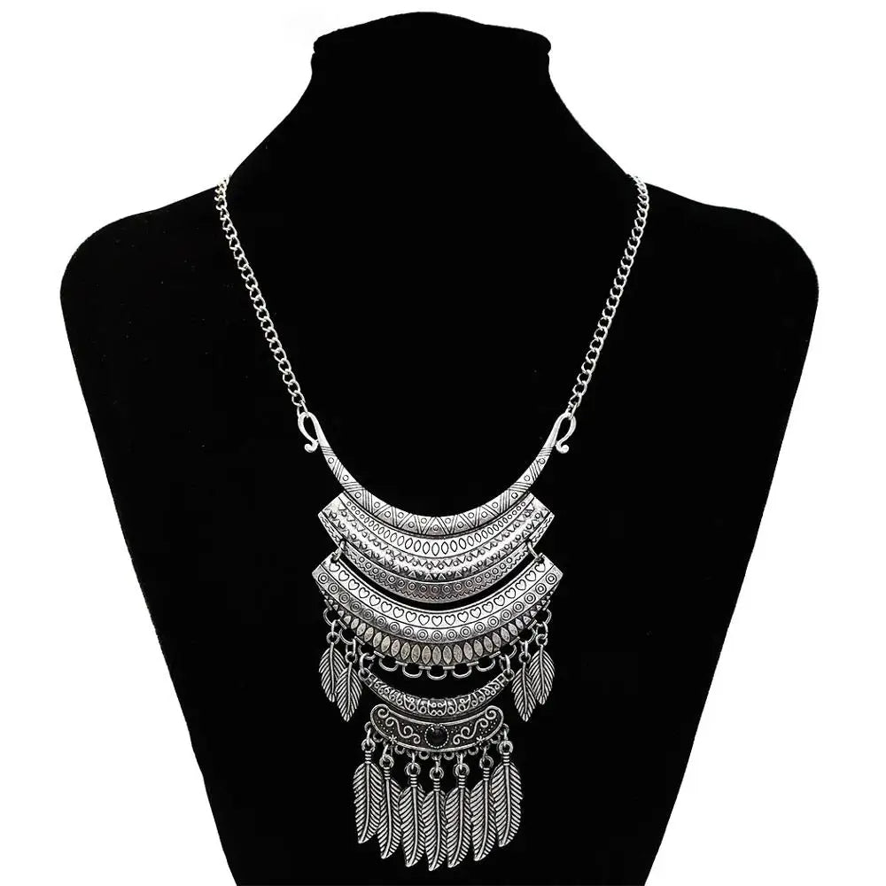 Bohemian Long Carved Coin Necklace / Ruchi