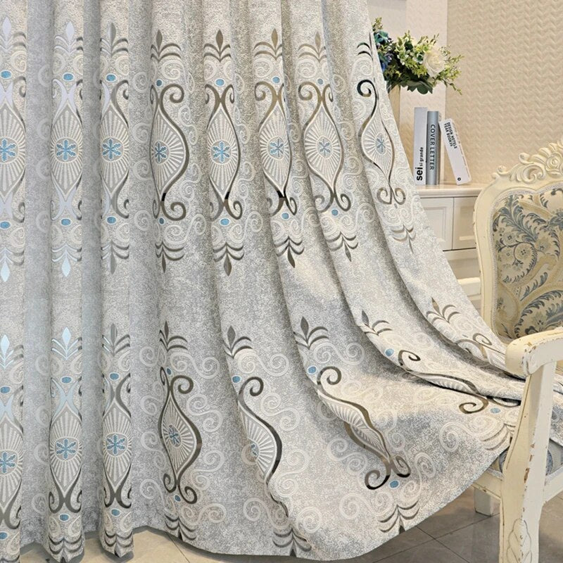 European Embroidered Transparent Polyester Fabric Curtains / Ruchi