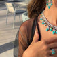 4 Pieces Turquoise Cubic Zirconia CZ Crystal Women Necklace Set / Ruchi