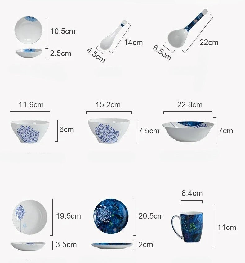 32 Pieces Ceramic Kitchen Dinnerware Set