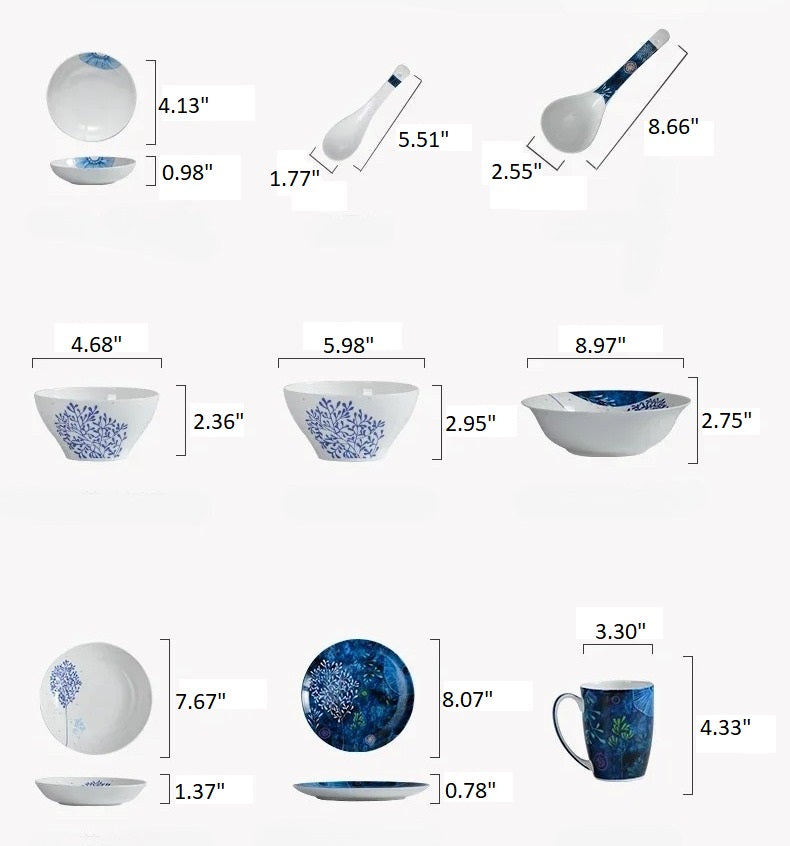 32 Pieces Ceramic Kitchen Dinnerware Set / Ruchi