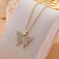 Enchanting Double Layered Crystal Figurine Pendant Clavicle Metal Necklace / Ruchi