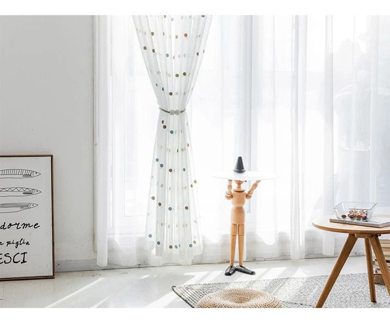 Colorful Dots Embellished Transparent Polyester Fabric Window Curtain / Ruchi