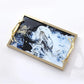 Agate Textured Golden Handled Glass Top Serving Tray / Ruchi