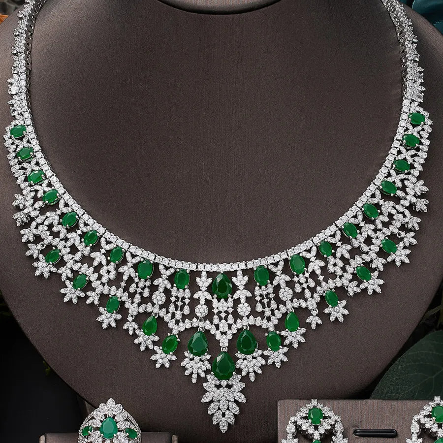 Enticing Luxurious 4 Pcs Cubic Zirconia Metal Jewelry Set / Ruchi