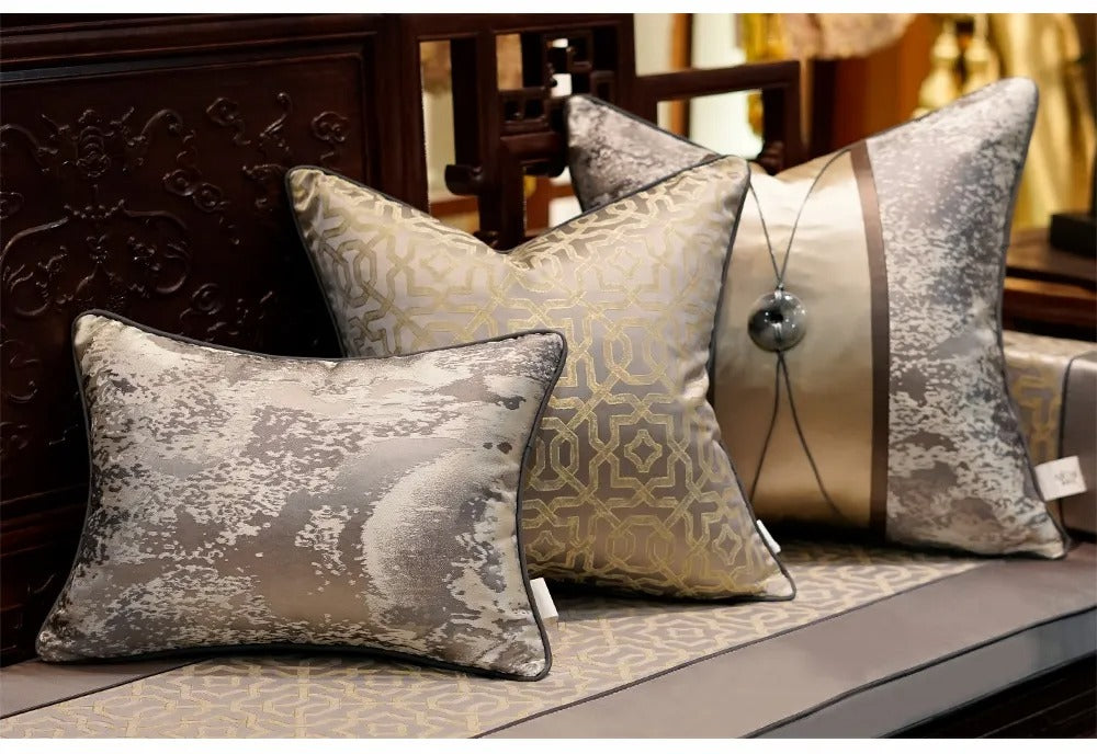 Chic Elegance Polyester Jacquard Square Embroidered Pillow Case / Ruchi