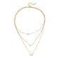 Endearing Three Layer Three Pendant Golden Metal Necklace / Ruchi