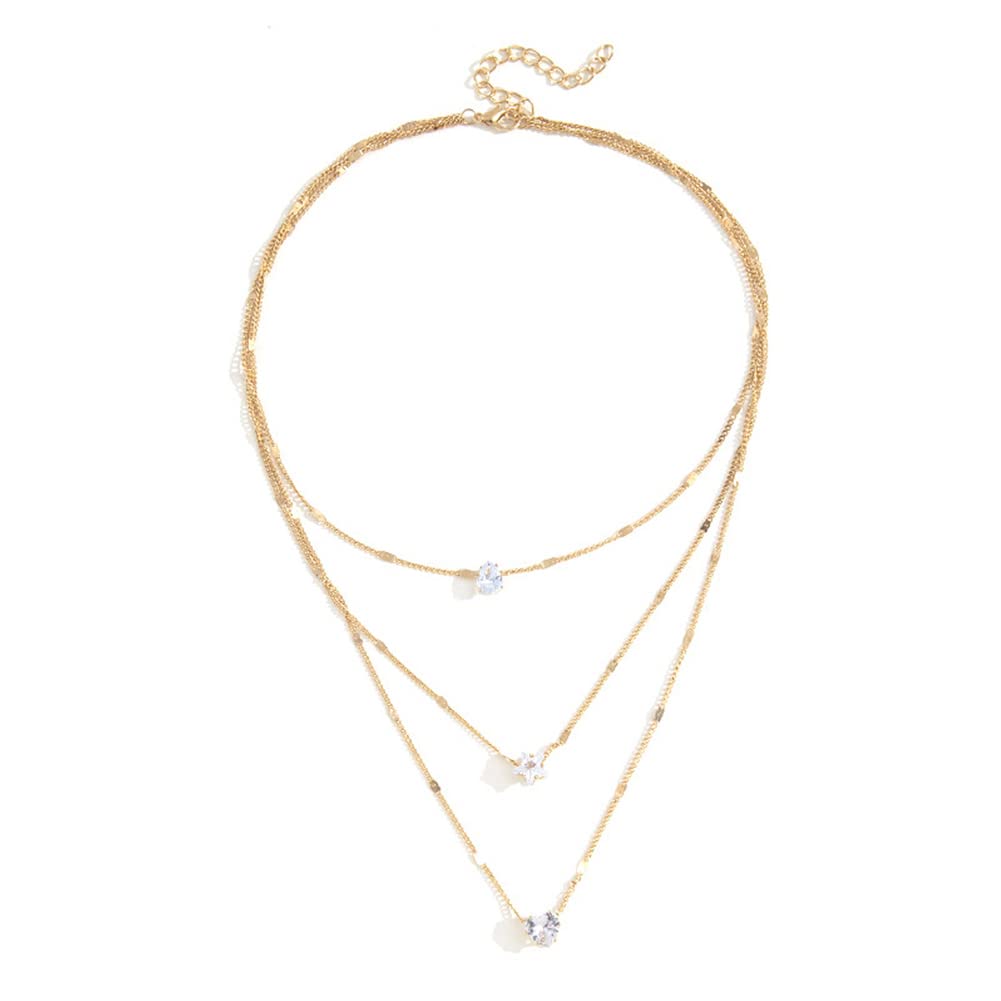 Endearing Three Layer Three Pendant Golden Metal Necklace / Ruchi