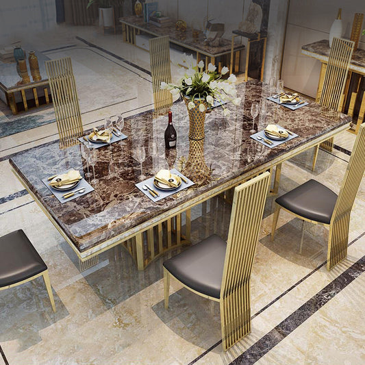 Modern Marble Top Stylish Dining Table Set And 6 Chairs / Ruchi