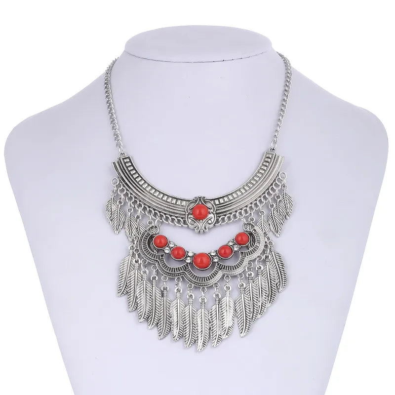 Bohemian Leaf-Shaped Vintage Necklace