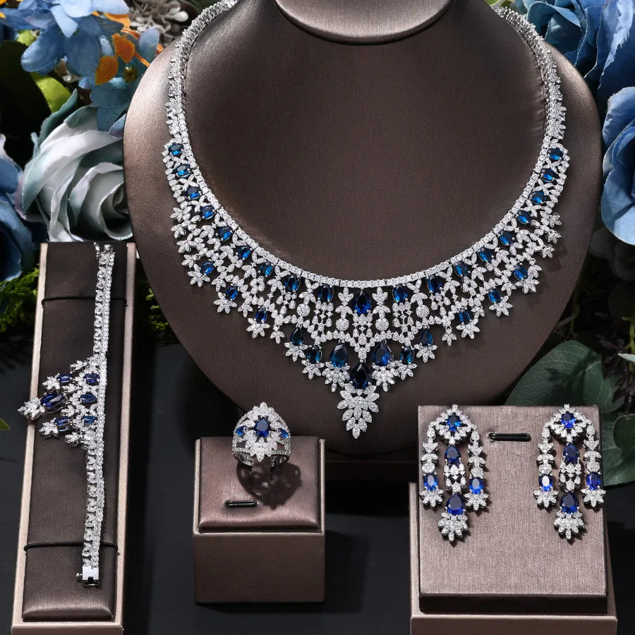 Enticing Luxurious 4 Pcs Cubic Zirconia Metal Jewelry Set / Ruchi