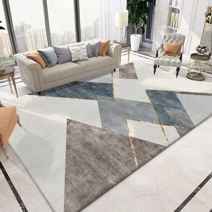 Enchanting Geometric Pattern Printed Polyester Fiber Living Room Rug / Ruchi