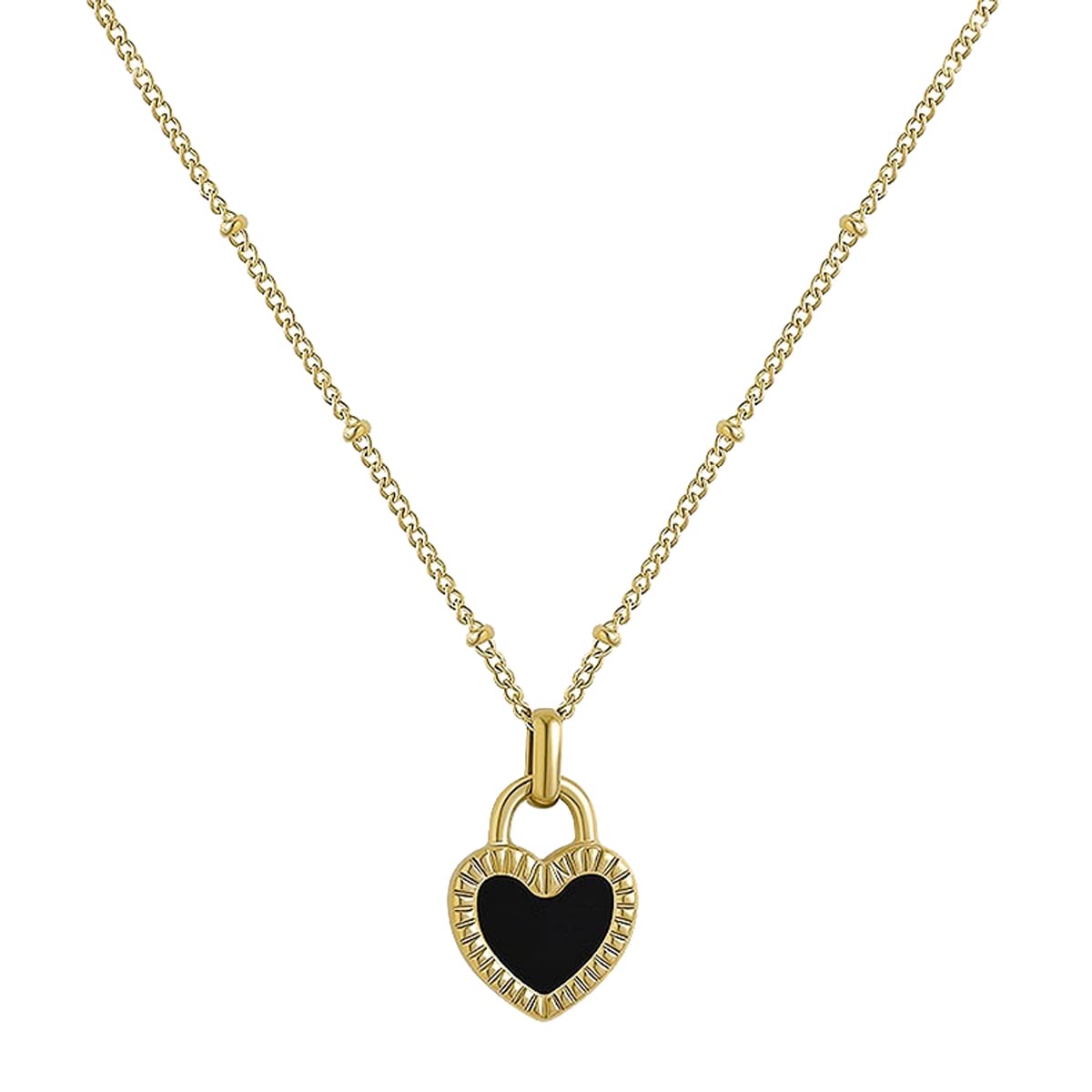 Enchanting Black And Gold Love Pendant Golden Metal Necklace / Ruchi