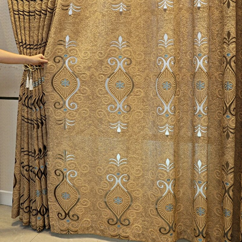 European Embroidered Transparent Polyester Fabric Curtains / Ruchi