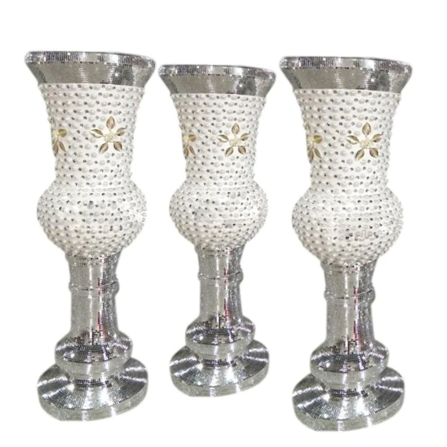 1 Pc Spectacular Pearl & Crystal Embellished Ceramic Flower Vase For Decoration / Ruchi