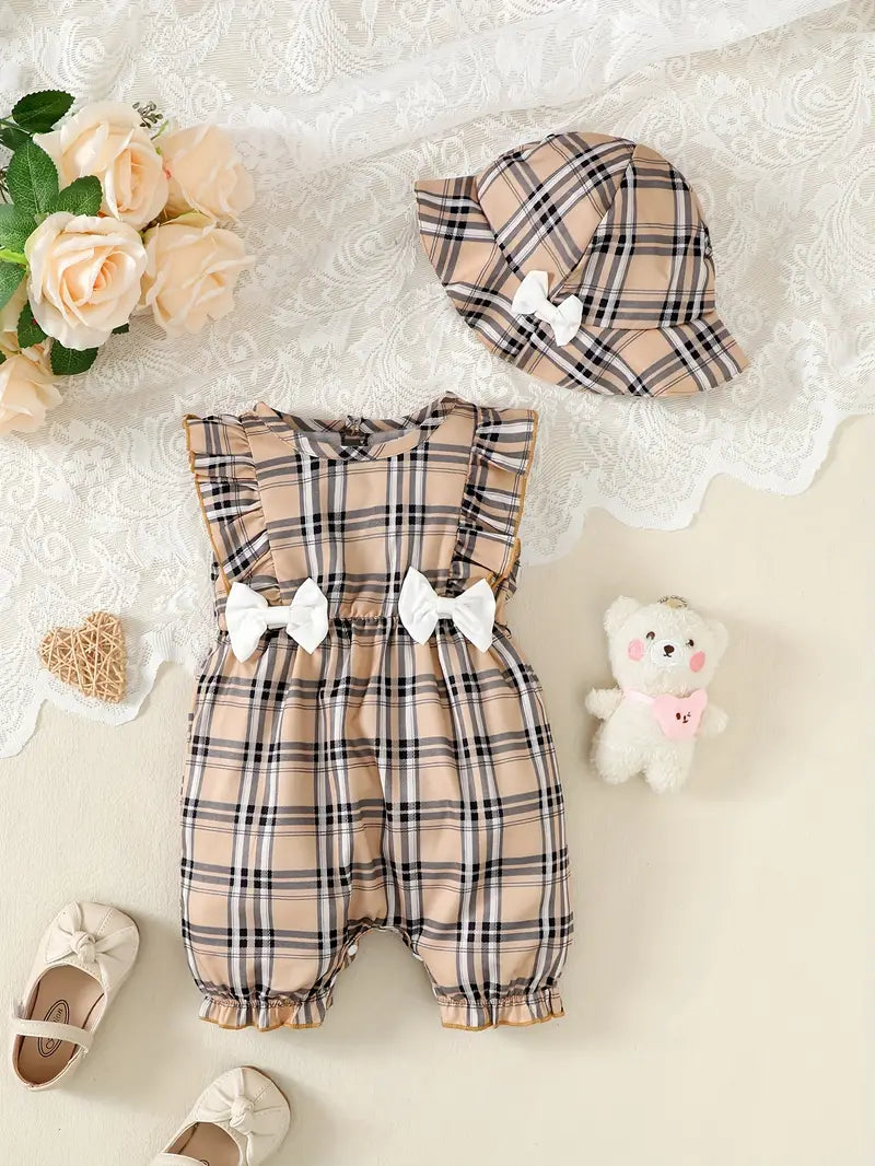 Cute Plaid Design Summer Comfy Polyester Outfit Set / Ruchi 
