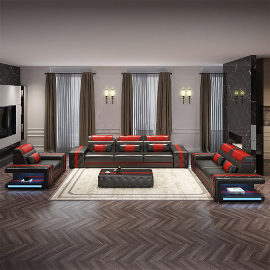 Elegant Design LED Function Leather Sofa Set / Ruchi