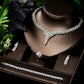 Elegant AAA Cubic Zircon Leaf Pattern Crystal Metal Golden Necklace Set / Ruchi