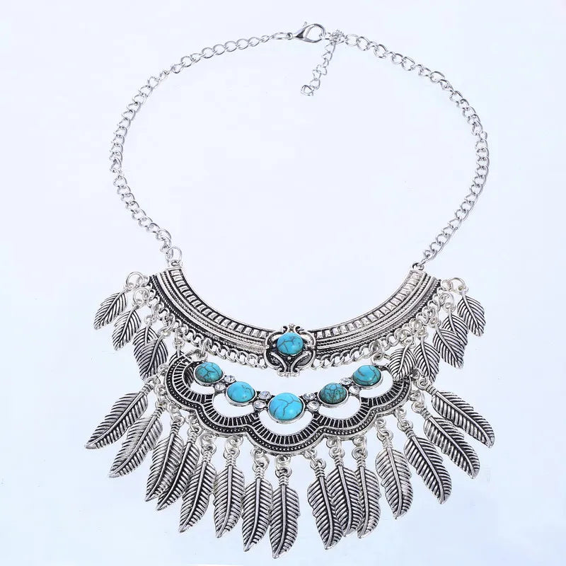 Bohemian Leaf-Shaped Vintage Necklace