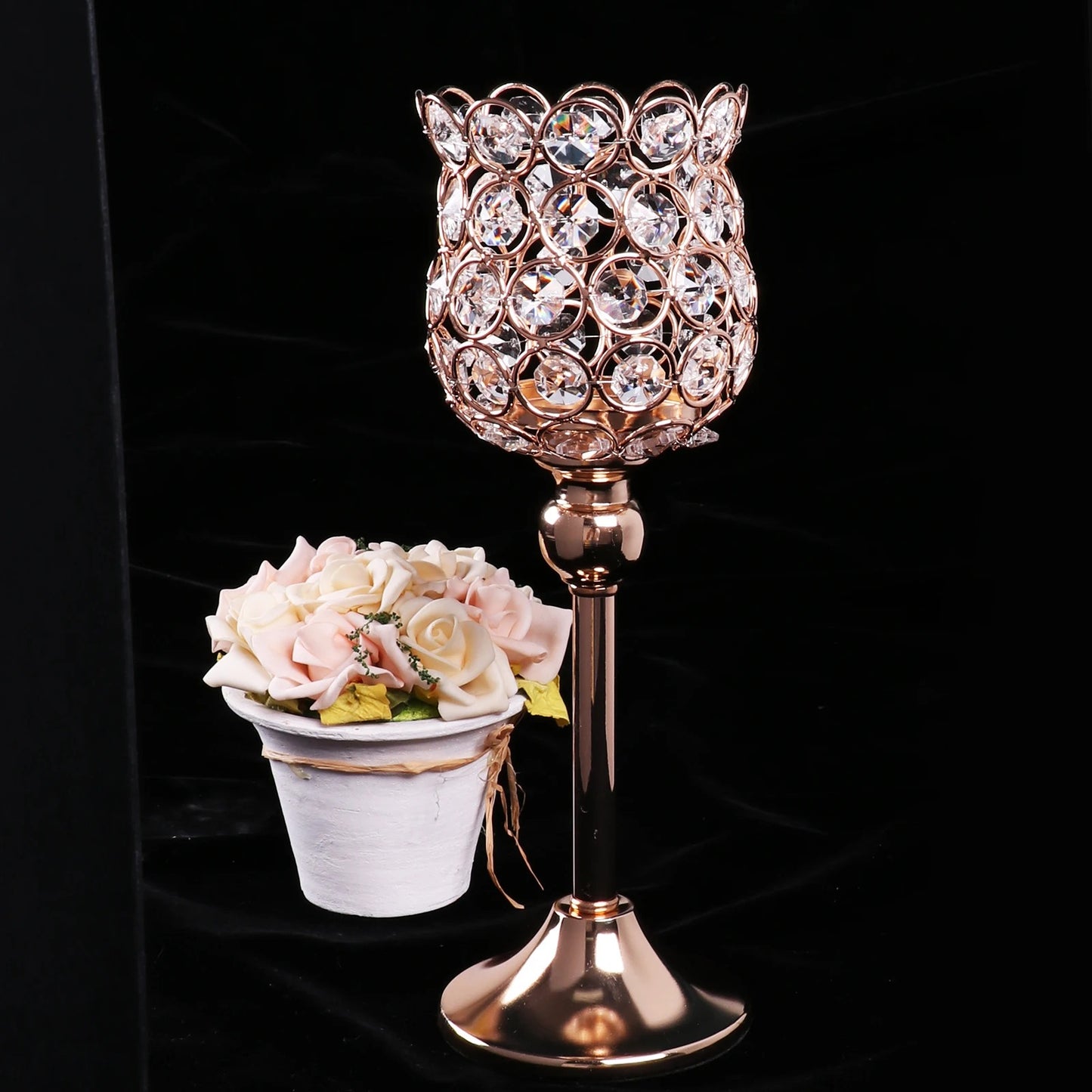 Elegant Crystal Golden Tealight Candle Holder / Ruchi
