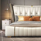 Modern Luxurious Leather King Size Bed With Night Stand / Ruchi