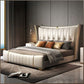 Modern Luxurious Leather King Size Bed With Night Stand / Ruchi