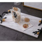 Artistic Design Marble Serving Tray With Metallic Handles / Ruchi