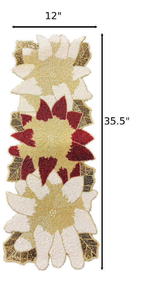 Endearing Multicolor Leaves Pattern Beaded Table Runner / Ruchi