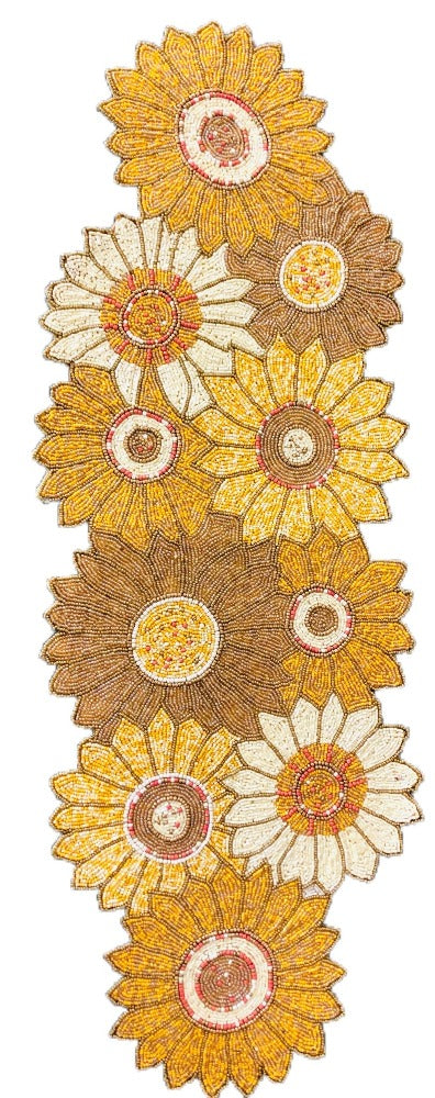 Enticing Sunflower Design Colorful Beaded Table Runner / Ruchi