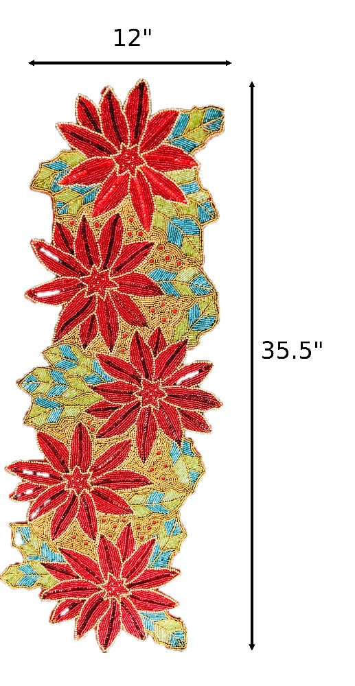 Exquisite Leafy Floral Design Beaded Table Runner / Ruchi