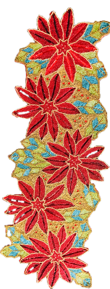 Exquisite Leafy Floral Design Beaded Table Runner / Ruchi