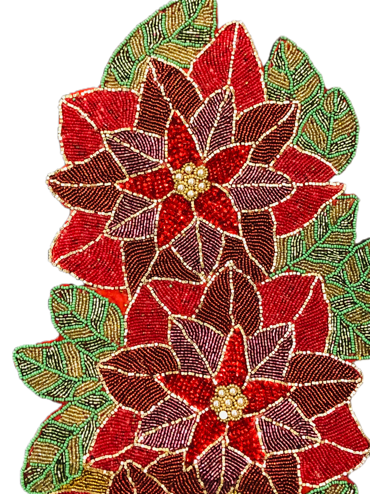 Spellbinding Floral Cutwork Multicolored Handmade Beaded Table Runner / Ruchi