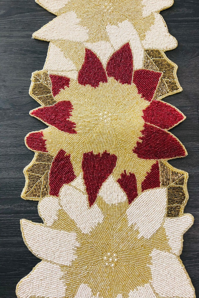 Endearing Multicolor Leaves Pattern Beaded Table Runner / Ruchi